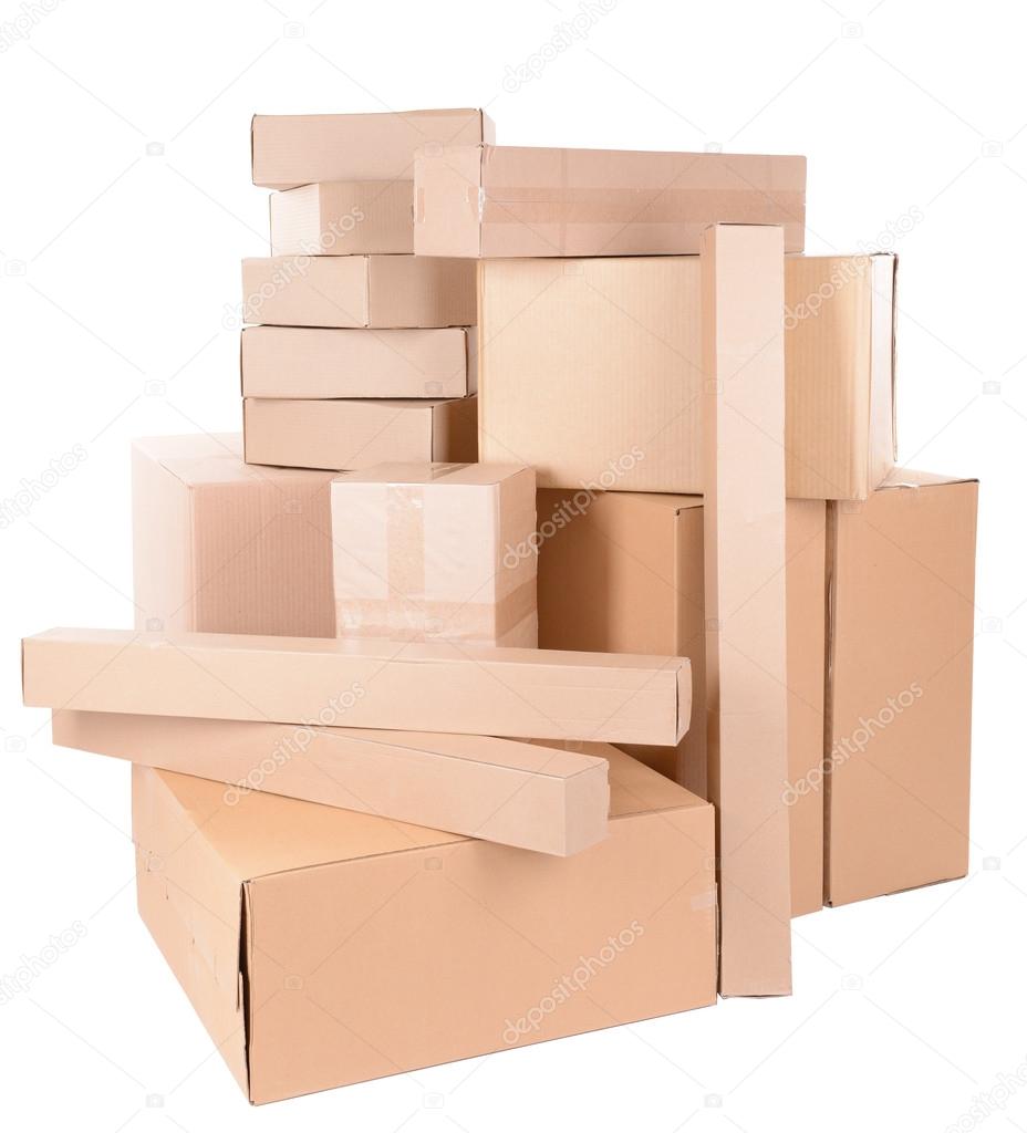 Different cardboard boxes isolated on white