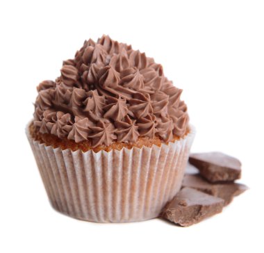 lezzetli kek tereyağı krema ile üzerine beyaz izole