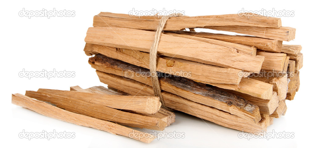 Stack of firewood isolated on white