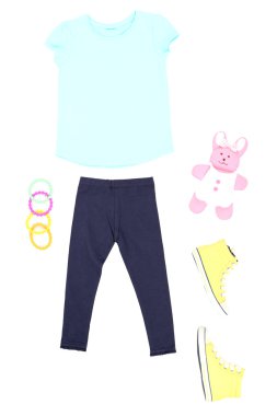 küçük kız, beyaz izole için güzel elbiseler