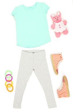 küçük kız, beyaz izole için güzel elbiseler