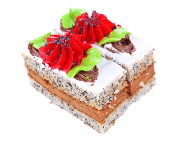 맛 있는 케이크 흰색 절연 — 스톡 사진
