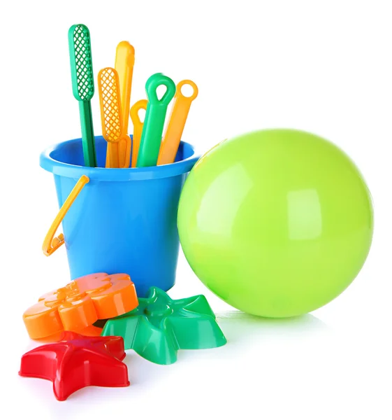 Bright ball and sandbox toys isolated on white — Stock Photo, Image