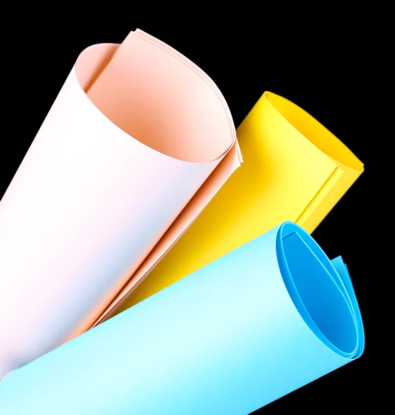 Colorful art paper on black background — Stock Photo, Image