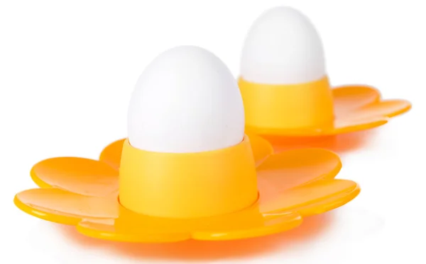 Vařená vejce egg CUPS izolované na bílém — Stock fotografie