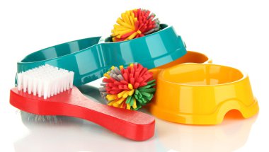 pet aksesuarları üzerinde beyaz izole