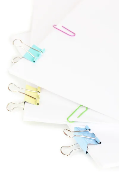 Documents with binder clips close up — Stock Photo, Image