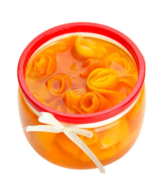 孤立在白色的热情的橙色果酱 — 图库照片