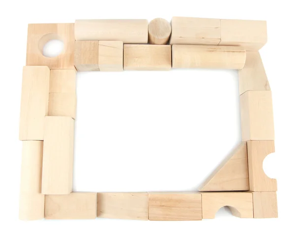 Blocos de brinquedo de madeira isolados em branco — Fotografia de Stock