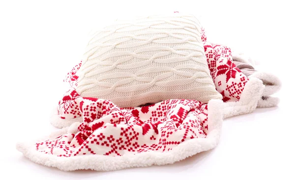 Белая подушка и цветные подушки, изолированные на белом — стоковое фото