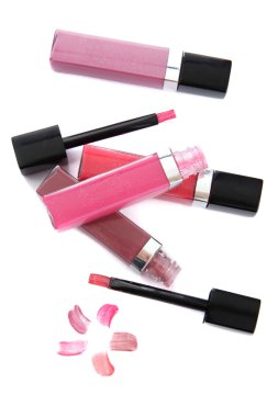 güzel dudak glosses, üzerinde beyaz izole