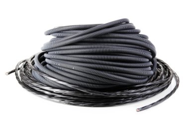 Black cable isolated on white clipart