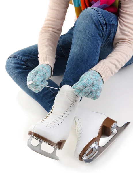 Skater wearing skates isolated on white — Stock Photo, Image