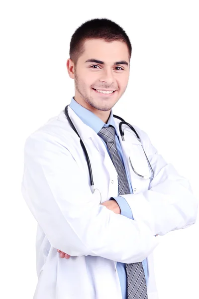 Doctor masculino aislado sobre fondo blanco — Foto de Stock