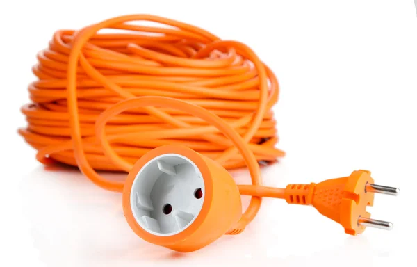 Prodlužovací kabel izolované na bílém — Stock fotografie