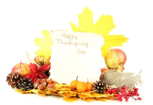 Όμορφη φθινοπωρινή σύνθεση ημέρα των ευχαριστιών, απομονωμένα σε λευκό — Φωτογραφία Αρχείου
