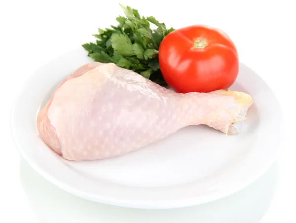 Noga kurczaka surowego na białym tle — Zdjęcie stockowe