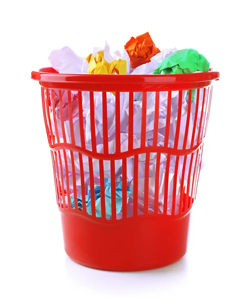 Full garbage bin, isolated on white — Stock Photo, Image