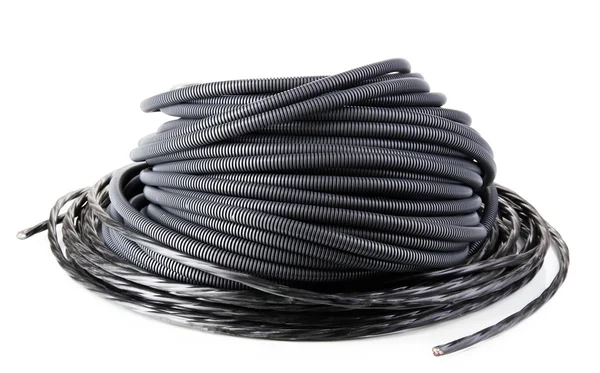 Cable negro aislado en blanco — Foto de Stock