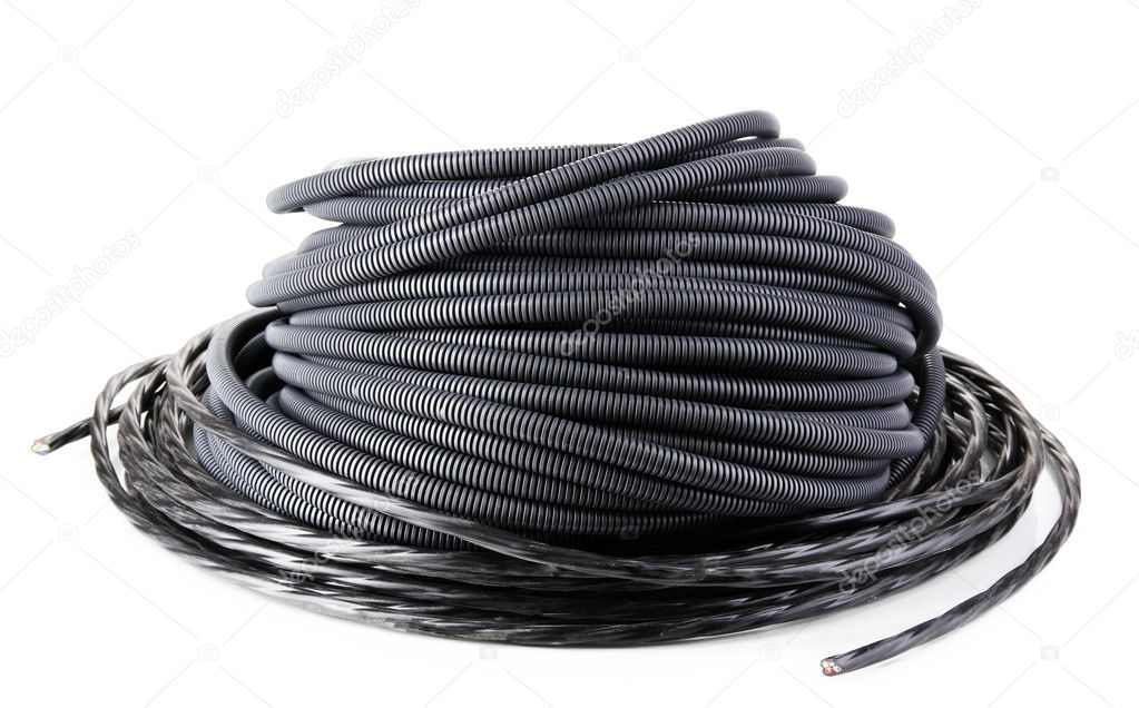 Black cable isolated on white