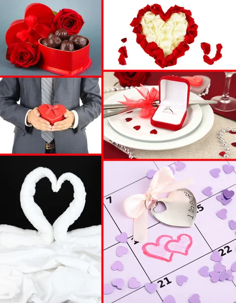 Aftelkalender voor Valentijnsdag collage — Stockfoto