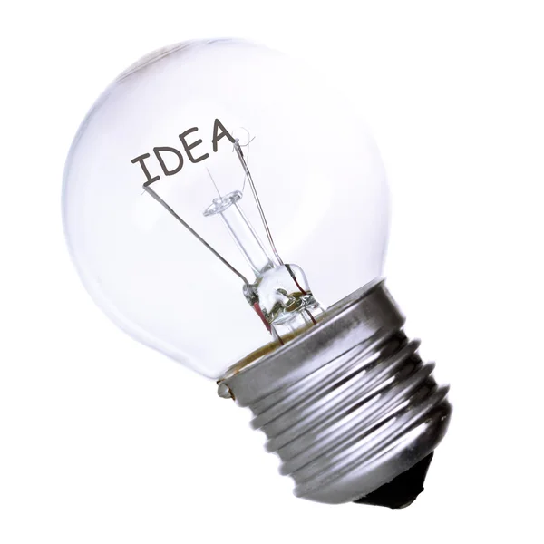 Effectieve denken concept. lamp met innovatie idee geïsoleerd op wit — Stockfoto