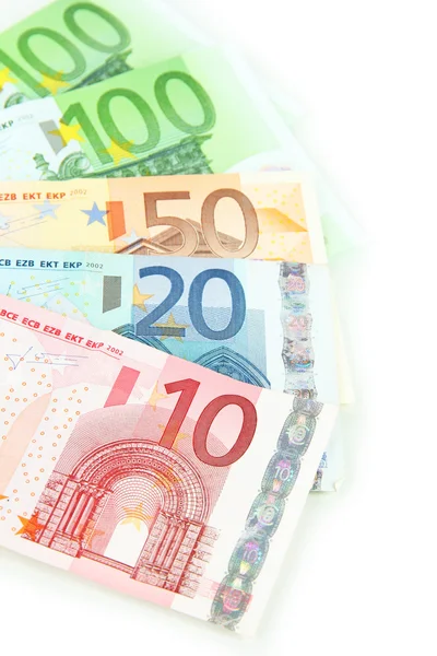 Billets en euros isolés sur un blanc — Photo