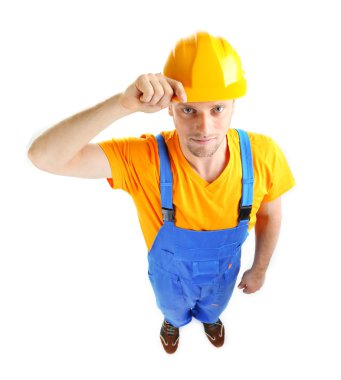 Genç Oluşturucu üzerinde beyaz izole portresi