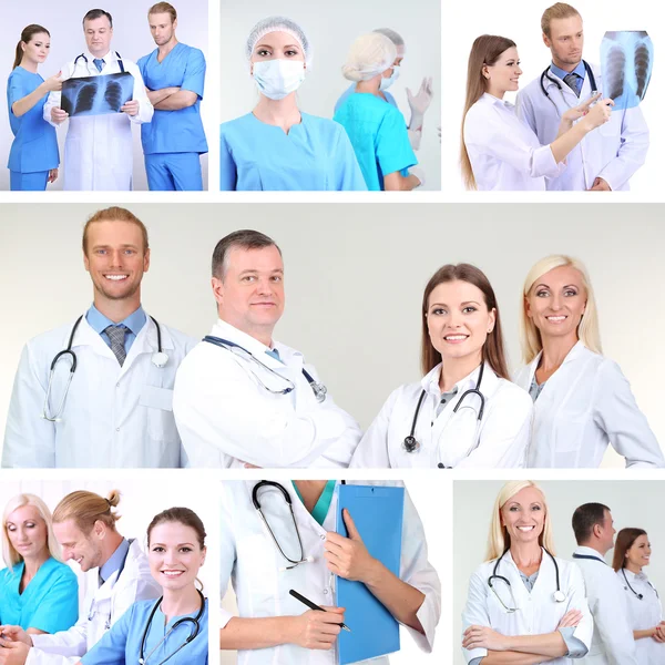 Collage of medical staff in working environment — Stock Photo, Image