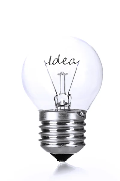 Effectieve denken concept. lamp met innovatie idee geïsoleerd op wit — Stockfoto