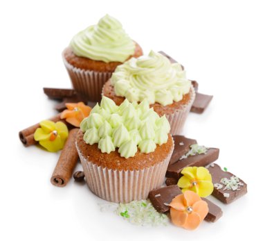 lezzetli çörekler tereyağı krema ile üzerine beyaz izole