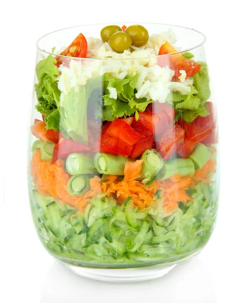 Tasty salad with fresh vegetables, isolated on white — Stock Photo, Image