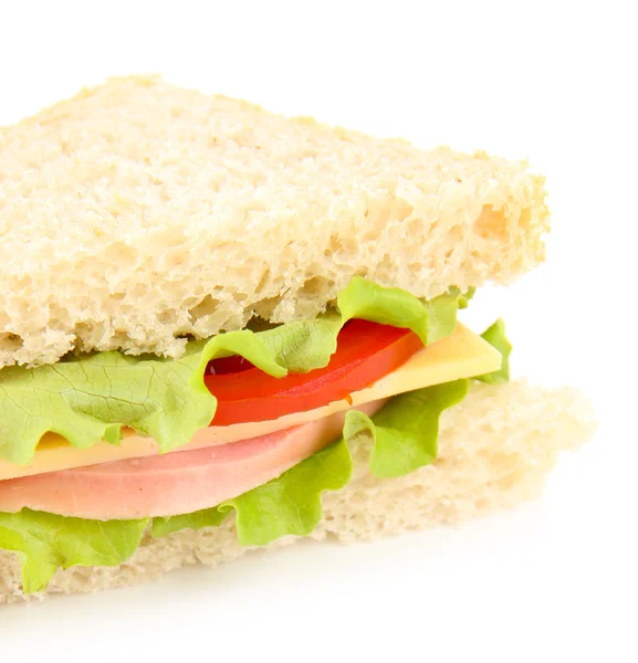 Frisches und schmackhaftes Sandwich isoliert auf weiß — Stockfoto