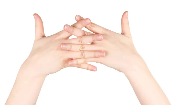 Gesto de ioga mão isolado no branco — Fotografia de Stock