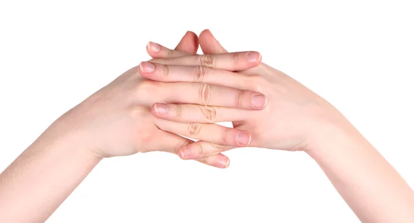 Hand yoga gesture isolated on white — Stock Photo, Image