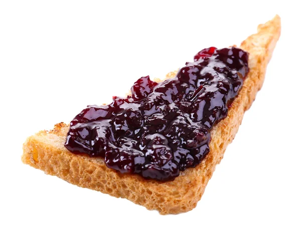 Delicious toast with jam isolated on white — Stock Photo, Image