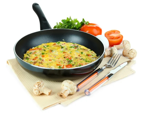 Omelet with mushrooms isolated on white — Stock Photo, Image