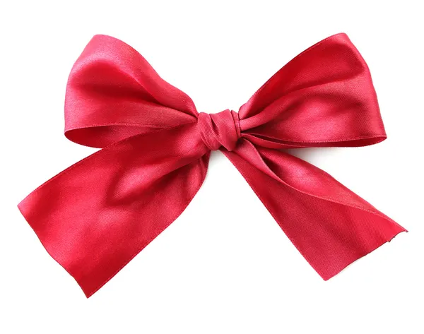 Color gift satin ribbon bow, isolated on white — Stock Photo, Image