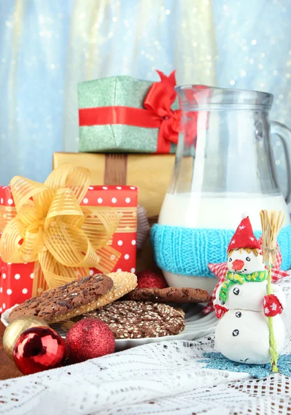 Beautiful Christmas composition with milk close-up — Stock Photo, Image