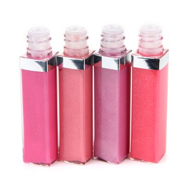 güzel dudak glosses, üzerinde beyaz izole