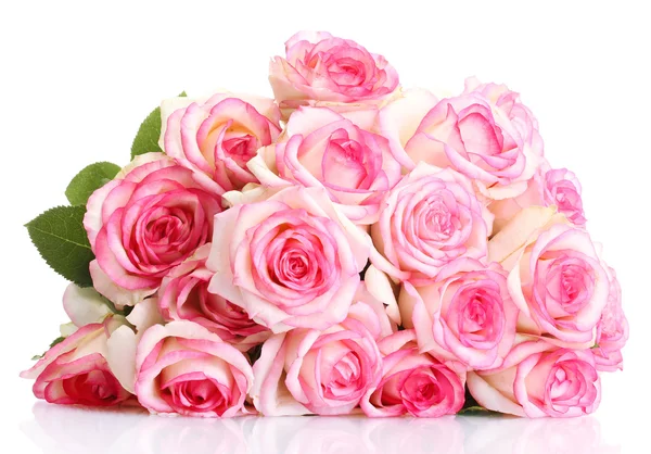 Beautiful bouquet of pink roses isolated on white — Stock Photo, Image