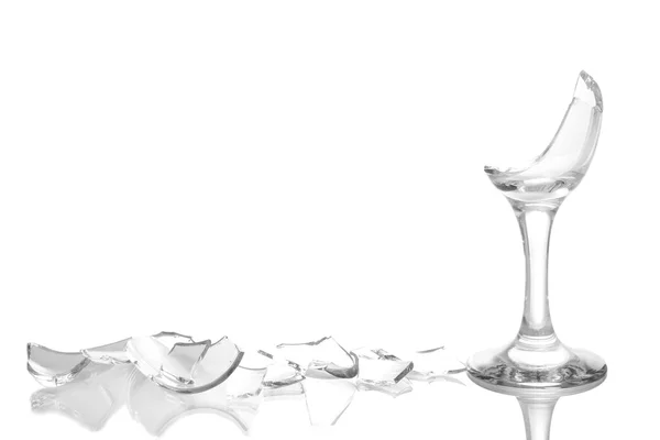 Broken wineglass isolated on white — Stock Photo, Image