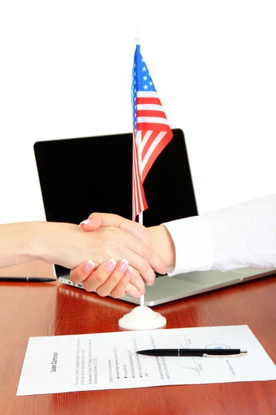 Close up of business people hands during teamwork — Stock Photo, Image