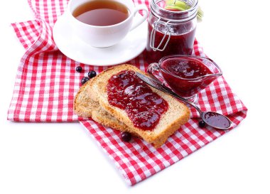 beyaz izole reçel lezzetli ekmek