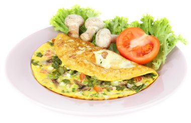 beyaz izole mantarlı omlet