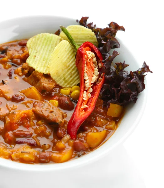 Chili corn carne - traditionell mexikansk mat, isolerad på vit — Stockfoto