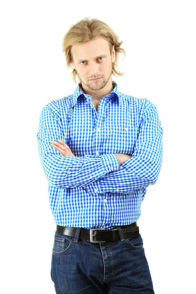 Beau jeune homme isolé sur blanc — Photo