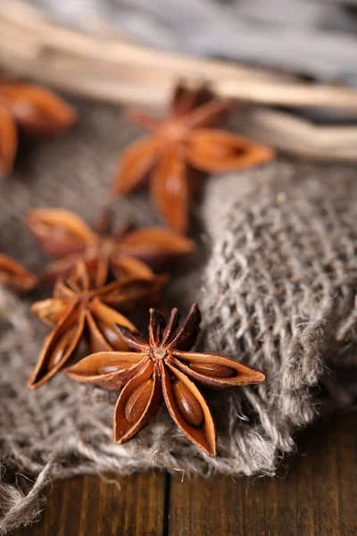 Star anise on wooden background — Stock Photo, Image