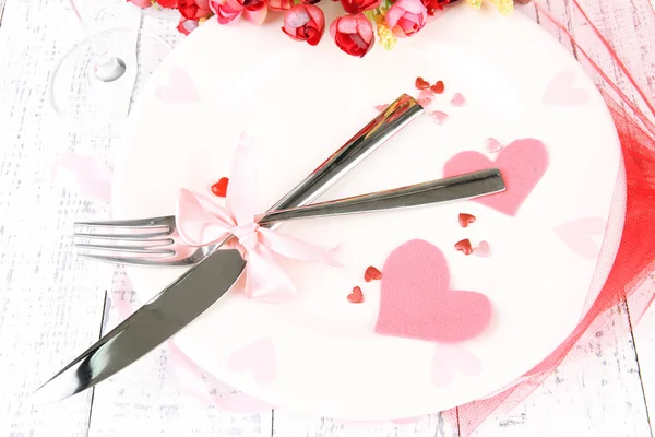 Romantic holiday table setting, close up — Stock Photo, Image