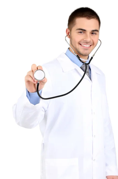 Médico masculino isolado em fundo branco — Fotografia de Stock